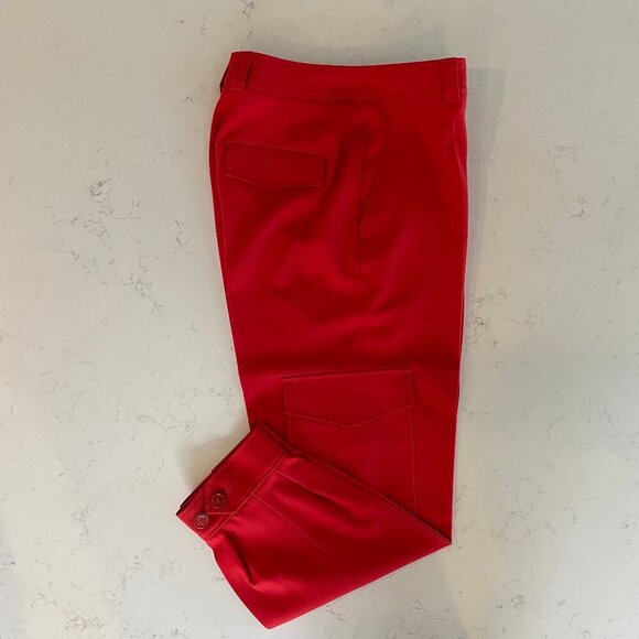 Hugo Boss Tunnai Wool Poly Relaxed Fit Cargo Pants Button Cuff Red Sz 8 NWOT - Picture 16 of 16